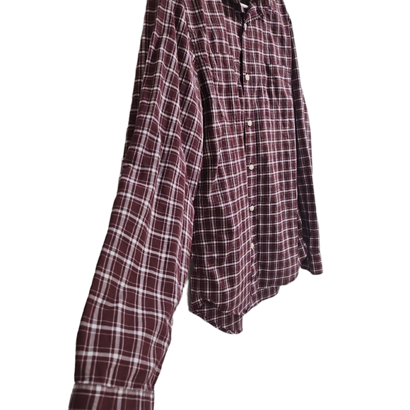 Vince. Men's Classic Fit Plaid Button Down Shirt Size Med Maroon White Pockets‎ - Picture 5 of 13